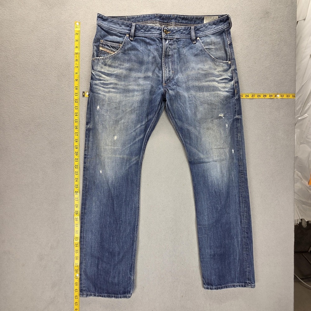 Diesel Jeans Mens 38x32 Blue Krooley Regular Slim Carrot Zip‎ Fly 0805Q
